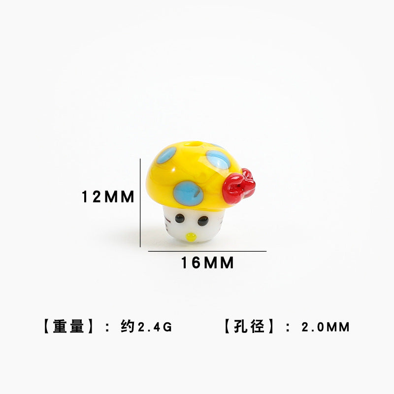 Cartoon Mushroom Shaped Glass Beads 12x16mm 5pcs 7