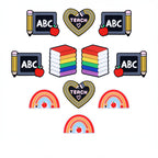 Silicone Focal Beads Teach ABC Blackboard Pencil Heart 20pcs