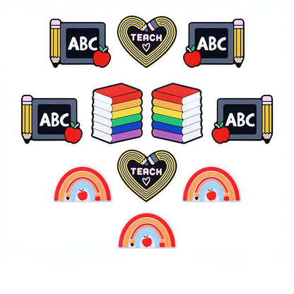 Silicone Focal Beads Teach ABC Blackboard Pencil Heart 20pcs