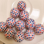 Independence Day 20mm Bubblegum Beads Acrylic Star Print 10pcs