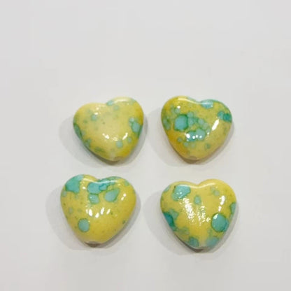 Blooming Ink Color Heart Acrylic Beads 15mm Colorful Mixed 100pcs 8