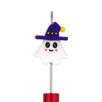 Silicone 3D Focal Beads Halloween Witch Ghost Purple Hat 20pcs 2
