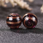 Vintage Gilded Striped Lampwork Glass Beads 8mm 10mm 12mm 1pc 6