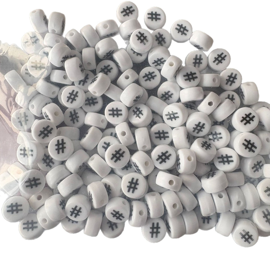 Special Character Flat Acrylic Beads 7mm 10pcs per Pack 5
