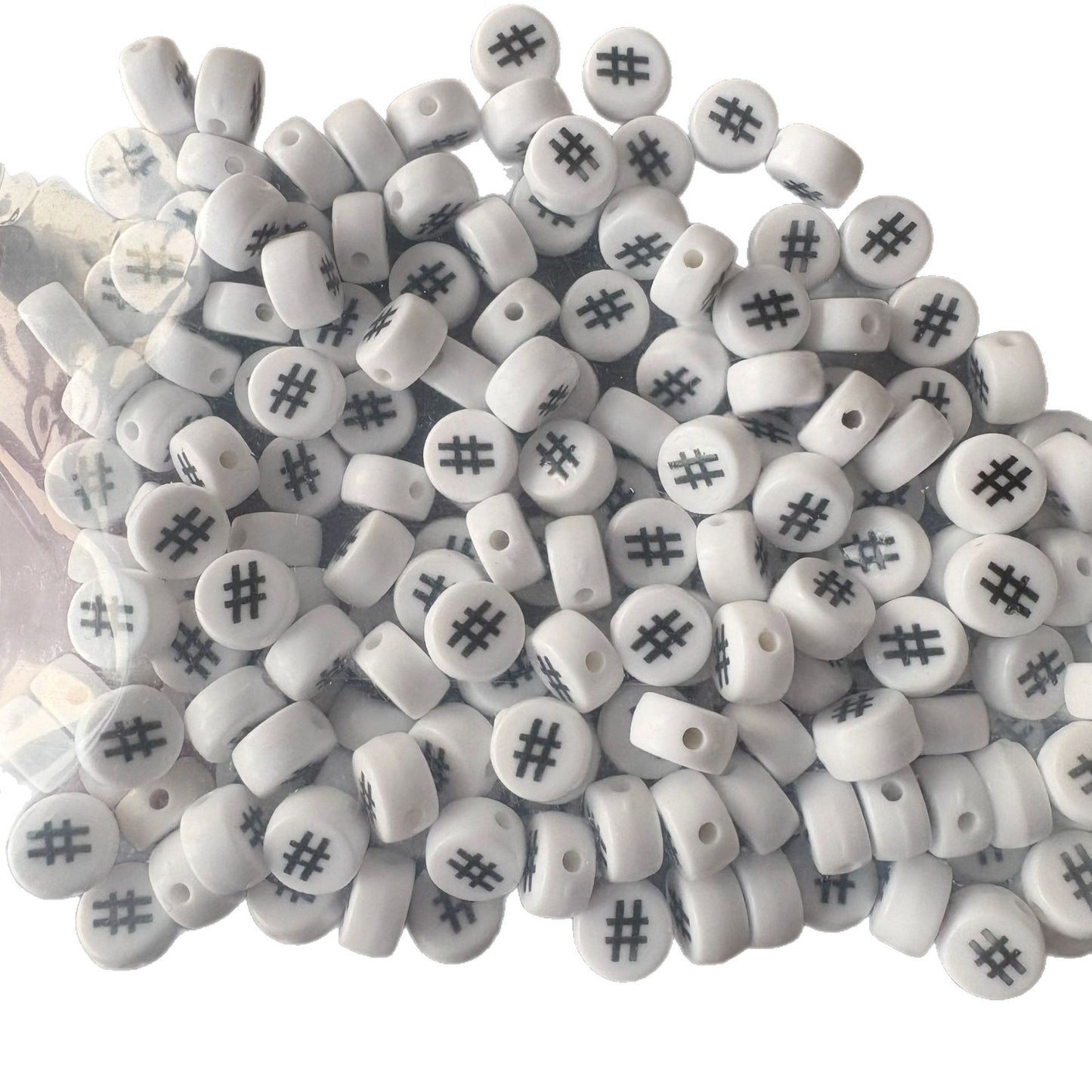 Special Character Flat Acrylic Beads 7mm 10pcs per Pack 5