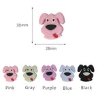 Silicone Focal Beads Puppy Goofy Dog Face Tongue Out 20pcs