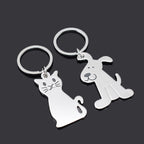 Metal Cat and Dog Keychain Silver Tone Animal Design 2