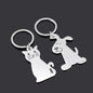 Metal Cat and Dog Keychain Silver Tone Animal Design 2