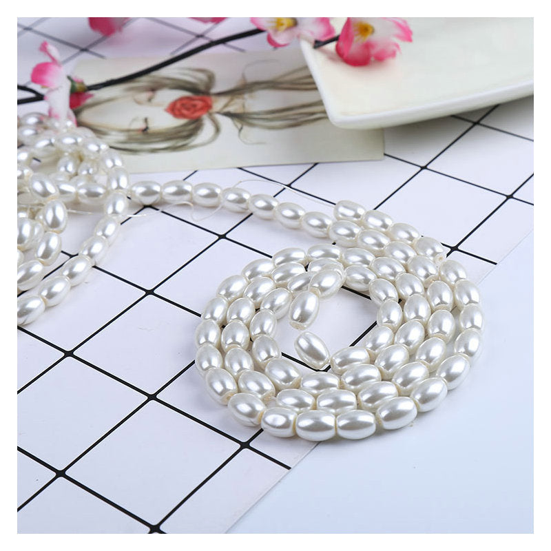 Oval Pearl Glass Beads 4mm 6mm 8mm Cream Pale Mint Smooth Finish 3
