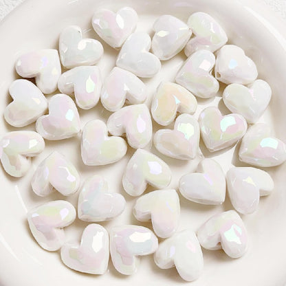Faceted Heart Acrylic Beads 17.5mm Pastel Vibrant Mixed 10pcs 5