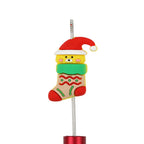 Silicone 3D Focal Beads Christmas Bear Socks Wearing Santa Hat 20Pcs 2