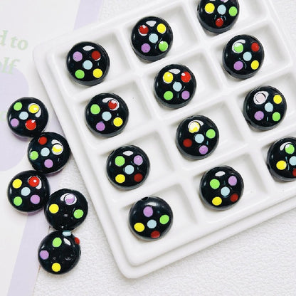 Palette Flat Acrylic Beads 16mm Glossy Raised Dot Design 10pcs 12