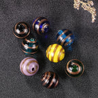 Vintage Gilded Striped Lampwork Glass Beads 8mm 10mm 12mm 1pc 3