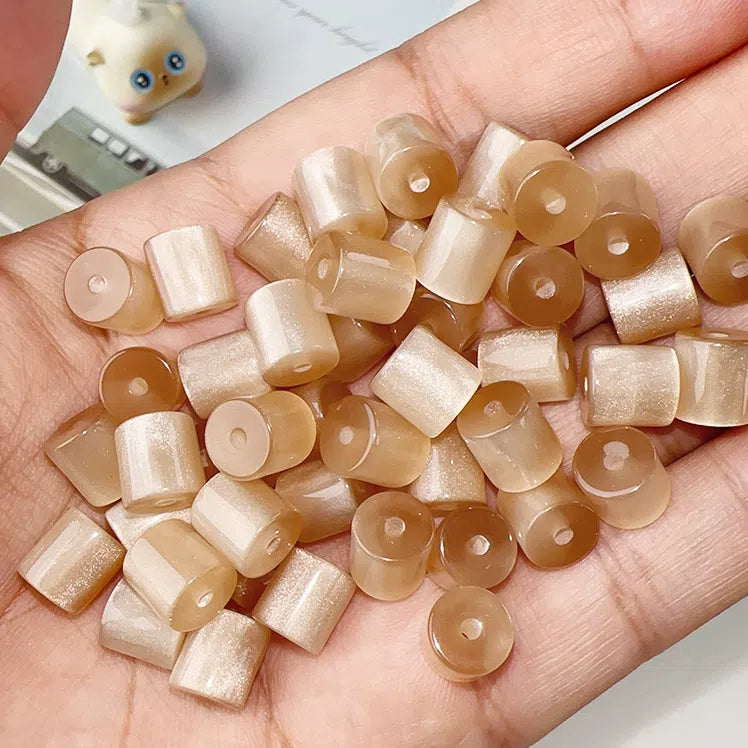 Gradient Color Cylindrical Resin Beads 8mm Glitter Effect 10pcs 5