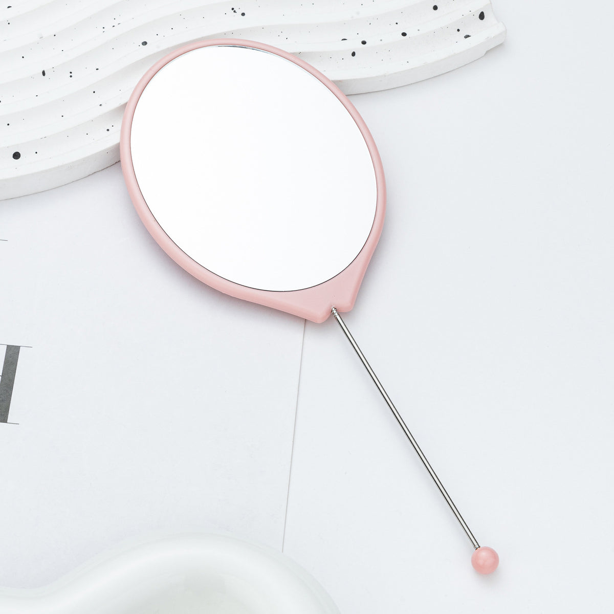 Beadable Plastic Mirror Handheld Oval