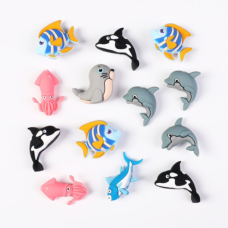 Silicone 3D Focal Beads Ocean Animals Aquatic Postures 20pcs 3