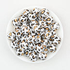 15mm Colored Leopard Print Round Silicone Beads 50pcs - Snow Paw