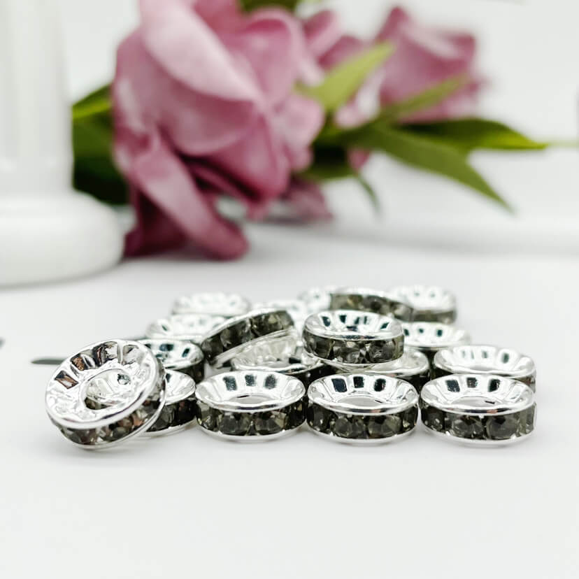 Copper Round Spacer Beads 10mm Large Hole Rhinestone 100pcs 22
