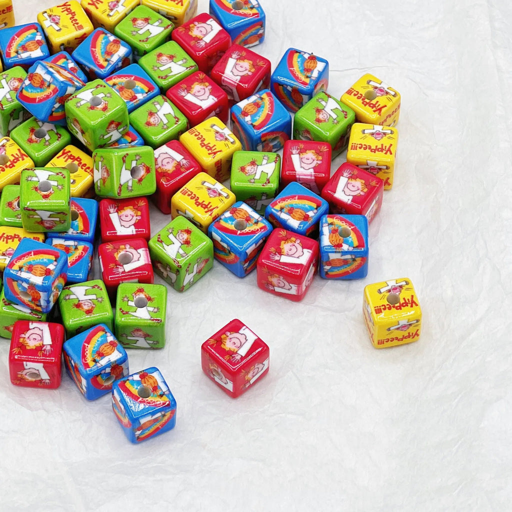 Square Acrylic Beads 14mm Coco Chan'S Letters Series Pattern 10pcs 3