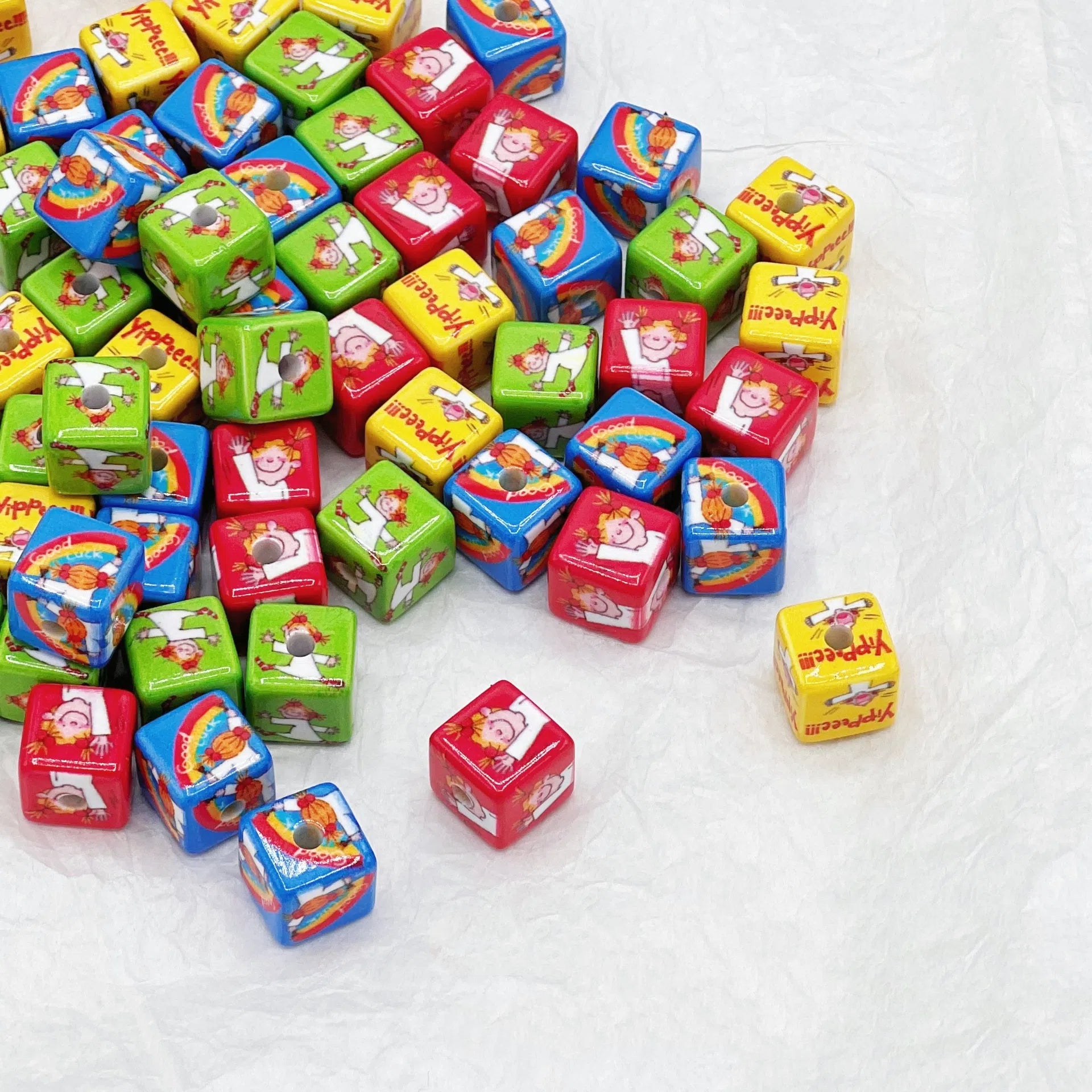 Square Acrylic Beads 14mm Coco Chan'S Letters Series Pattern 10pcs 3