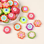 Silicone Focal Beads Bohemian Seven Flowers Layered Petal Design 20pcs