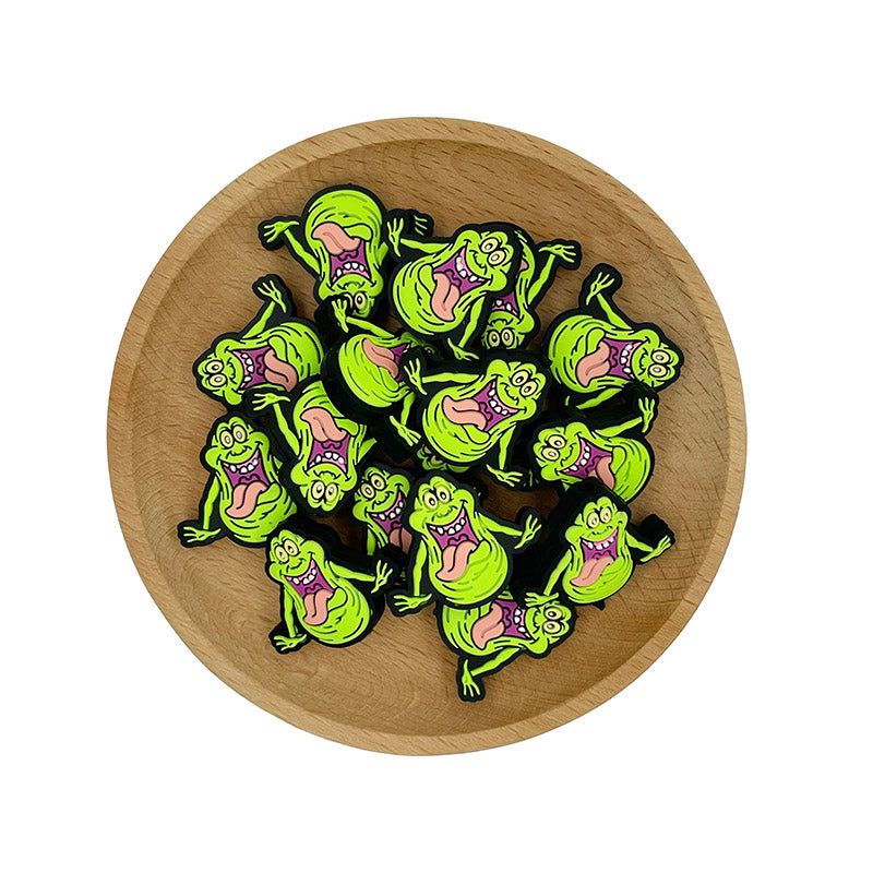 Silicone Focal Beads Ghostbusters Slimy Lime Green Cheeky Grins 20pcs 2