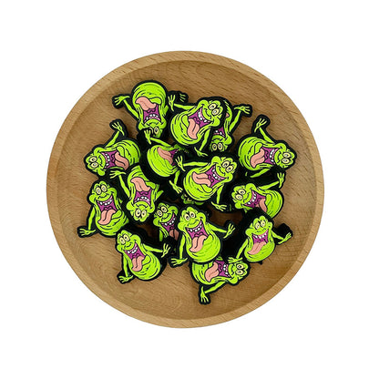Silicone Focal Beads Ghostbusters Slimy Lime Green Cheeky Grins 20pcs 2