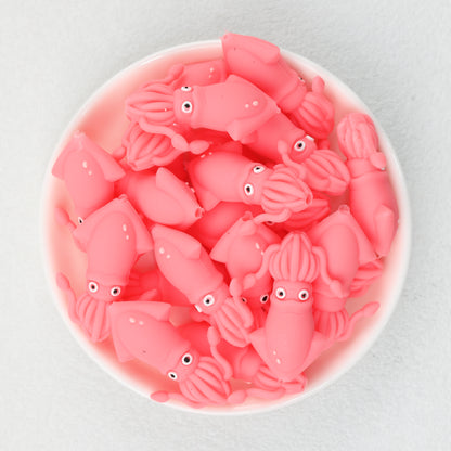 Pink 3D Silicone Focal Beads Octopus Design 20 pcs
