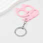 Cat Shaped Self Defense Keychain Survival Finger Clasp Compact - Pink