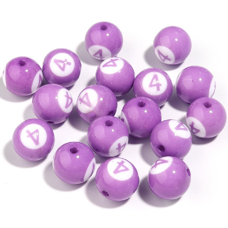Colored Billiard Ball Round Acrylic Beads 16mm Glossy 10pcs 9