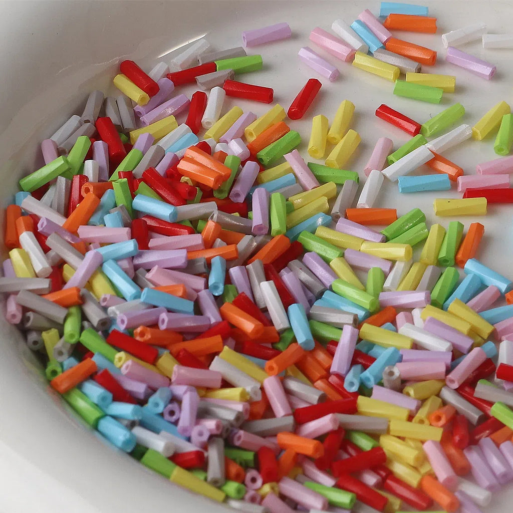 Baking Painted Twisted Bugle Glass Beads 6mm Vibrant Mixed Colors 690pcs