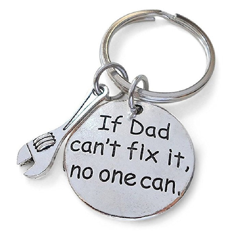 Alloy Handyman Tool Round Tag Keychain Polished Silver Metal 2