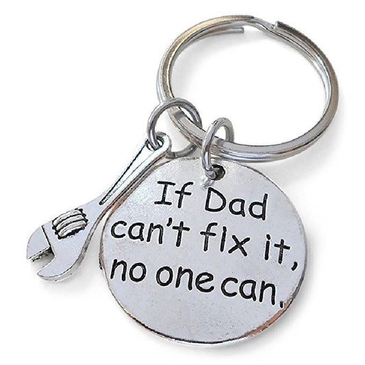 Alloy Handyman Tool Round Tag Keychain Polished Silver Metal 2