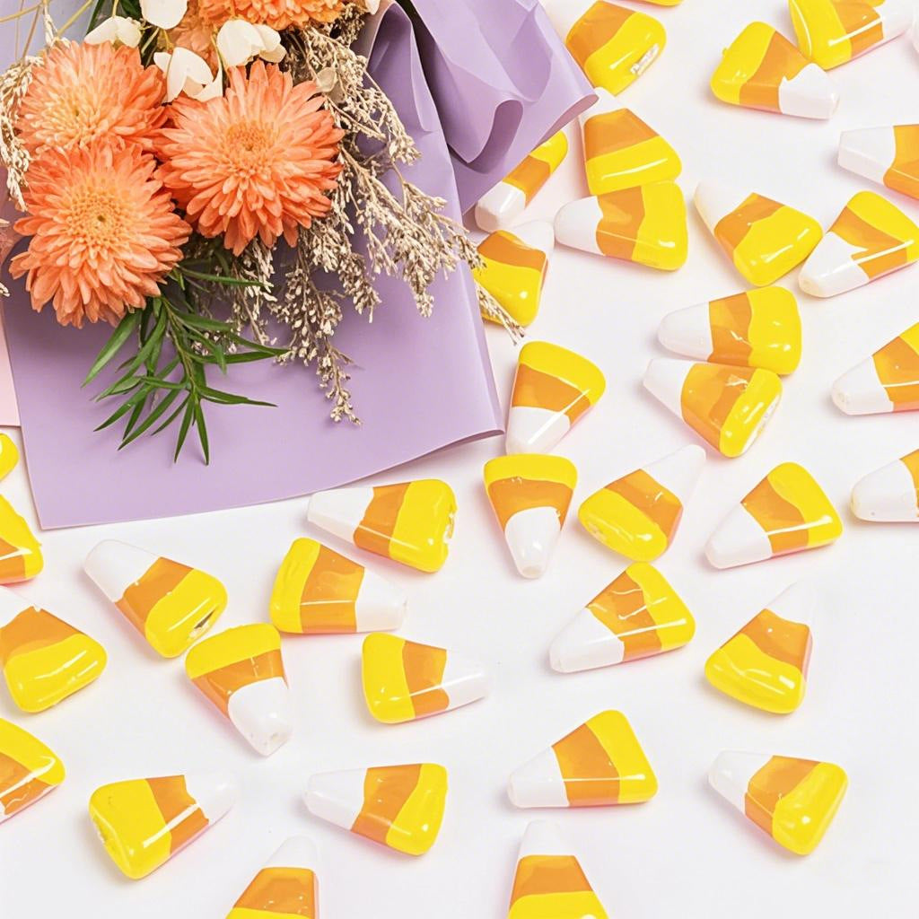 Candy Corn Triangle Lampwork Beads 15mm 10pcs 5