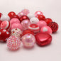 Bubblegum Beads 20mm Red Pink White Valentine Hearts Chunky Mix 50pcs