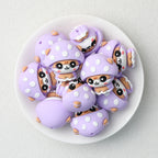 3D Purple Mushroom Head Silicone Focal Beads 20Pcs  2
