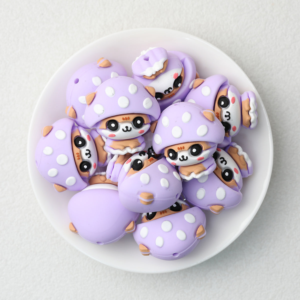 3D Purple Mushroom Head Silicone Focal Beads 20Pcs  2