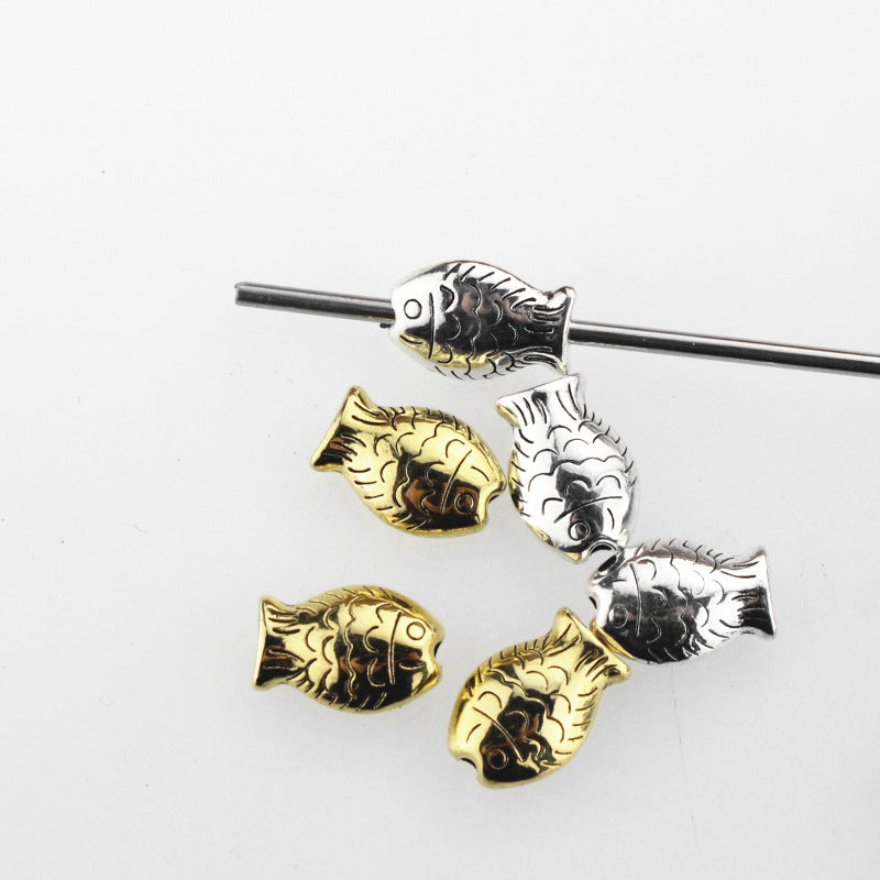 Fish Metal Beads 14mm Chunky Gold and Silver Tone 50pcs