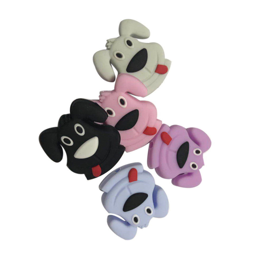 Silicone Focal Beads Puppy Goofy Dog Face Tongue Out 20pcs 3