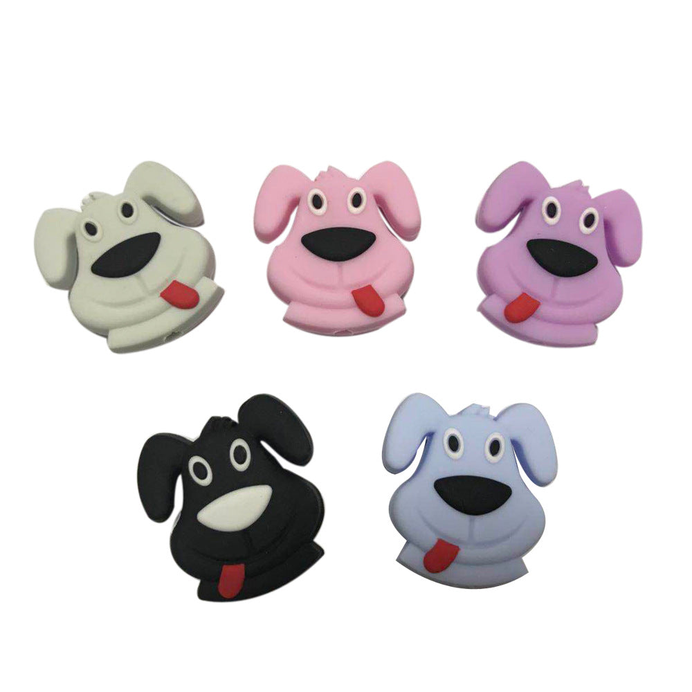 Silicone Focal Beads Puppy Goofy Dog Face Tongue Out 20pcs 2