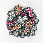 Leopard Print Cross Silicone Focal Beads 20Pcs  2
