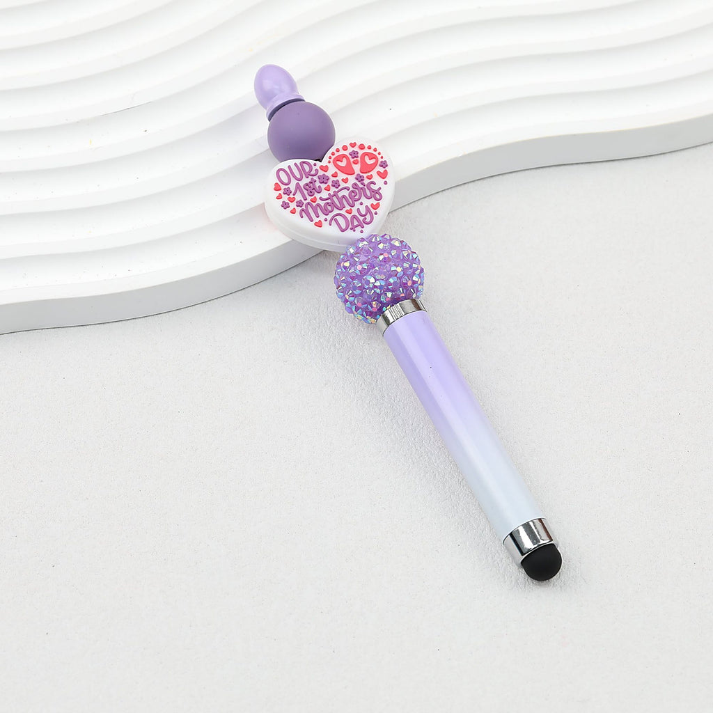 Gradient Color 3 In 1 Beadable Stylus Pens Plastic Body