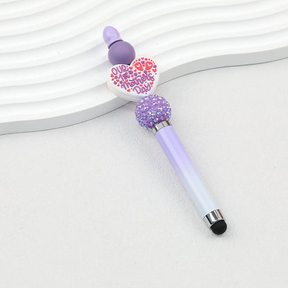 Gradient Color 3 In 1 Beadable Stylus Pens Plastic Body