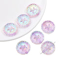 Flat Round Acrylic Beads 23mm Iridescent Puppy Wreath Design 8pcs 6