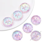 Flat Round Acrylic Beads 23mm Iridescent Puppy Wreath Design 8pcs 6