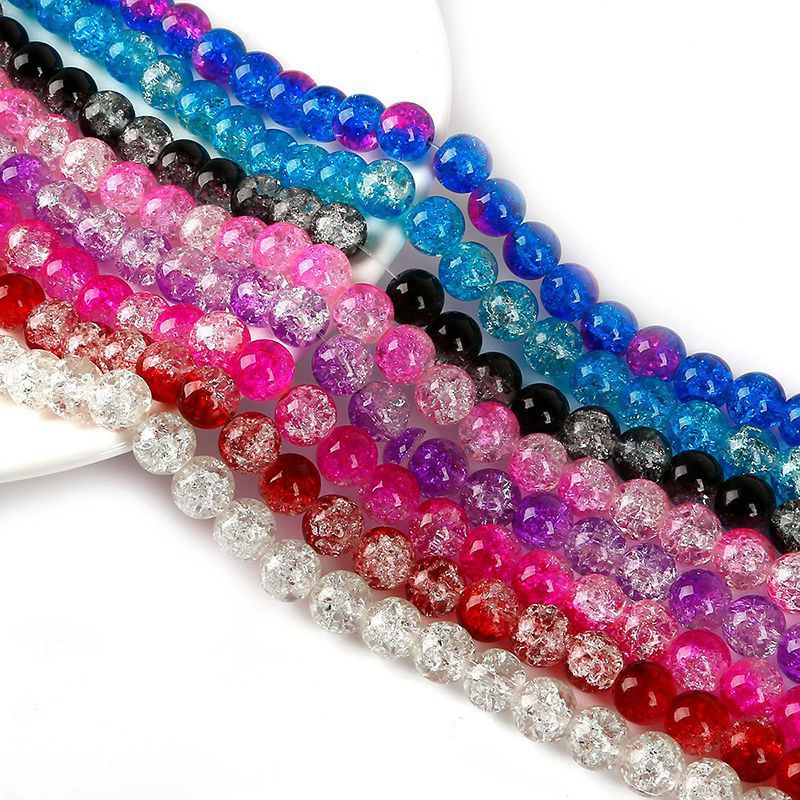 Crackle Round Glass Beads 4mm Crystal Multicolor 200pcs 4