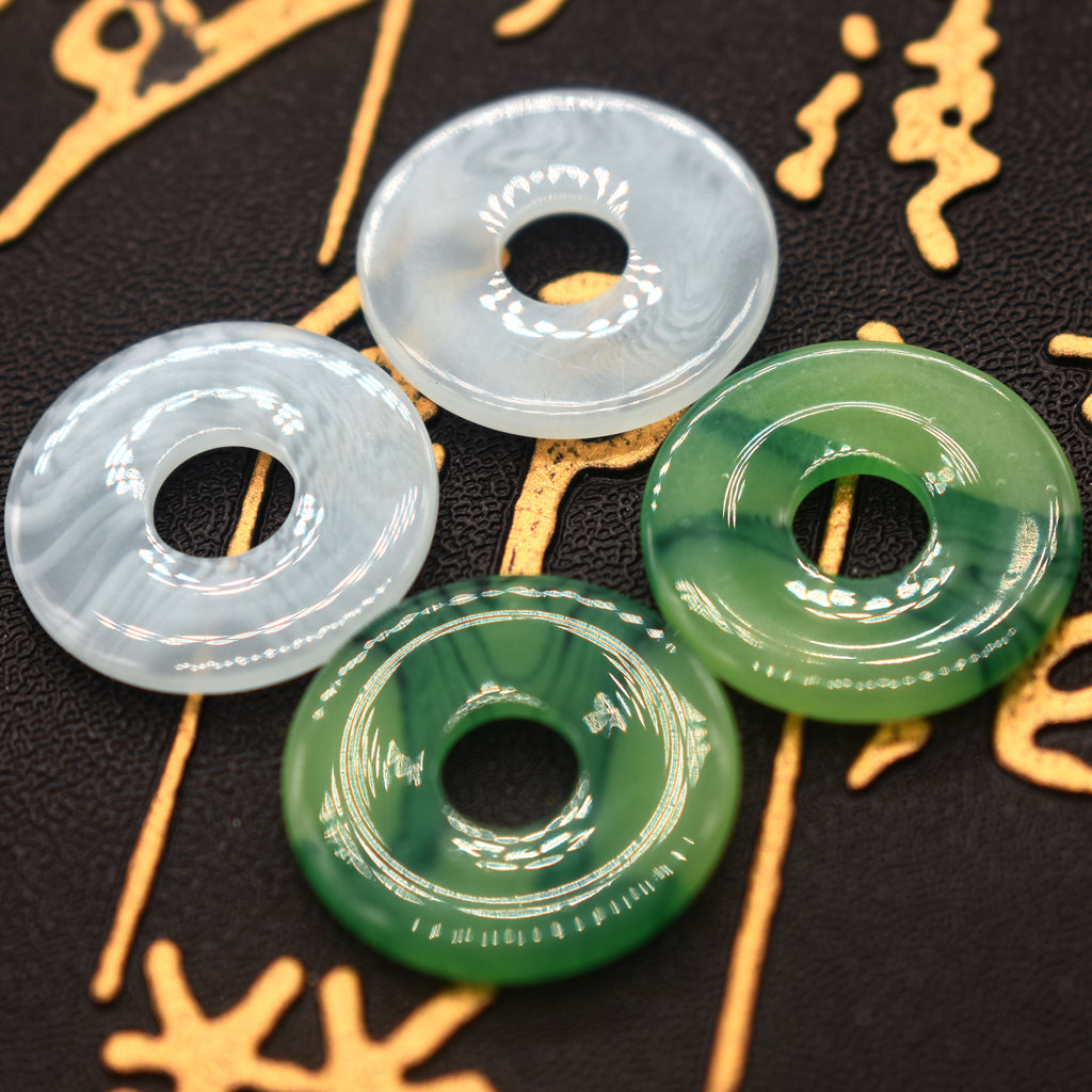 Resin Flat Spacer Beads 20mm Imitation Jade Pendant 20pcs