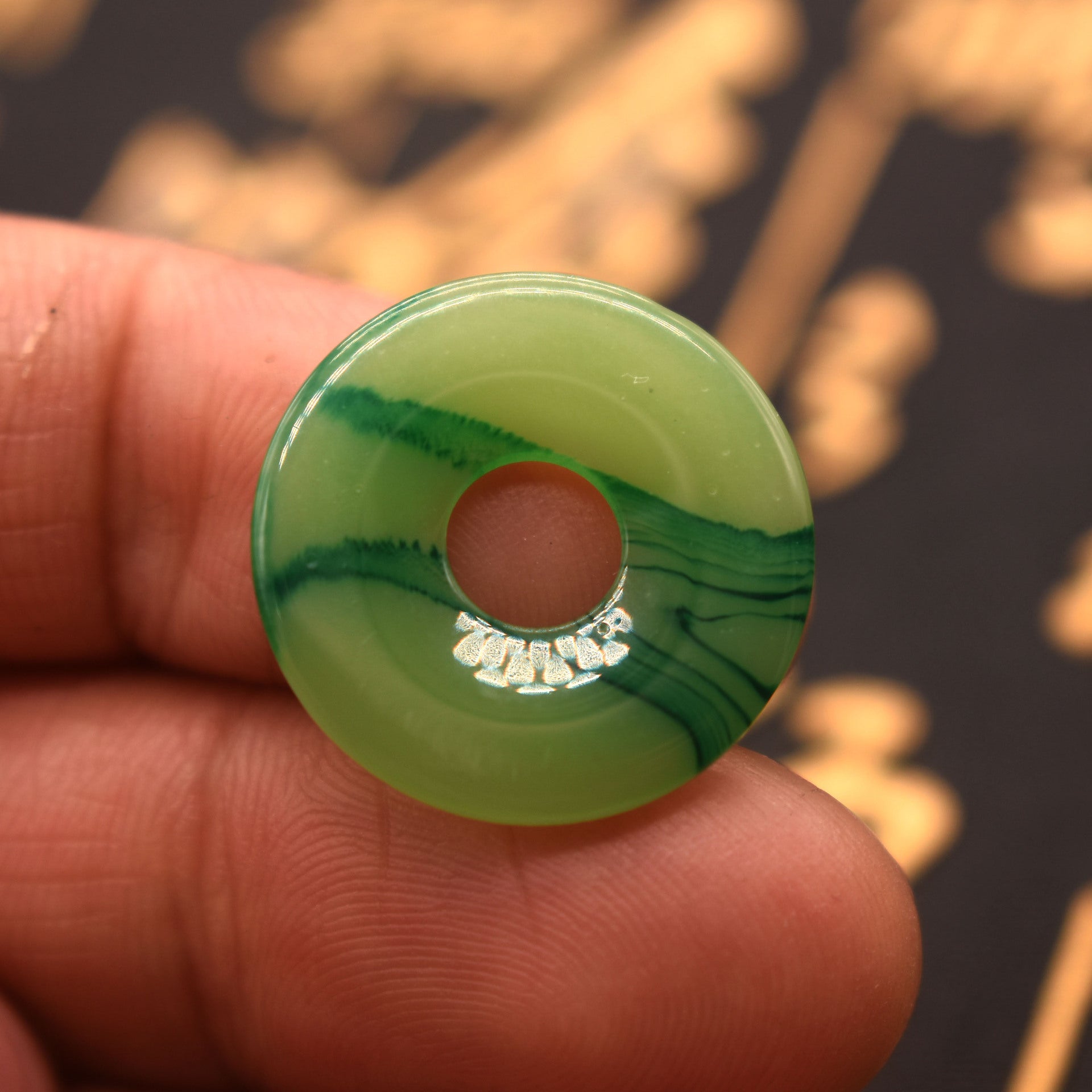Resin Flat Spacer Beads 20mm Imitation Jade Pendant 20pcs 6