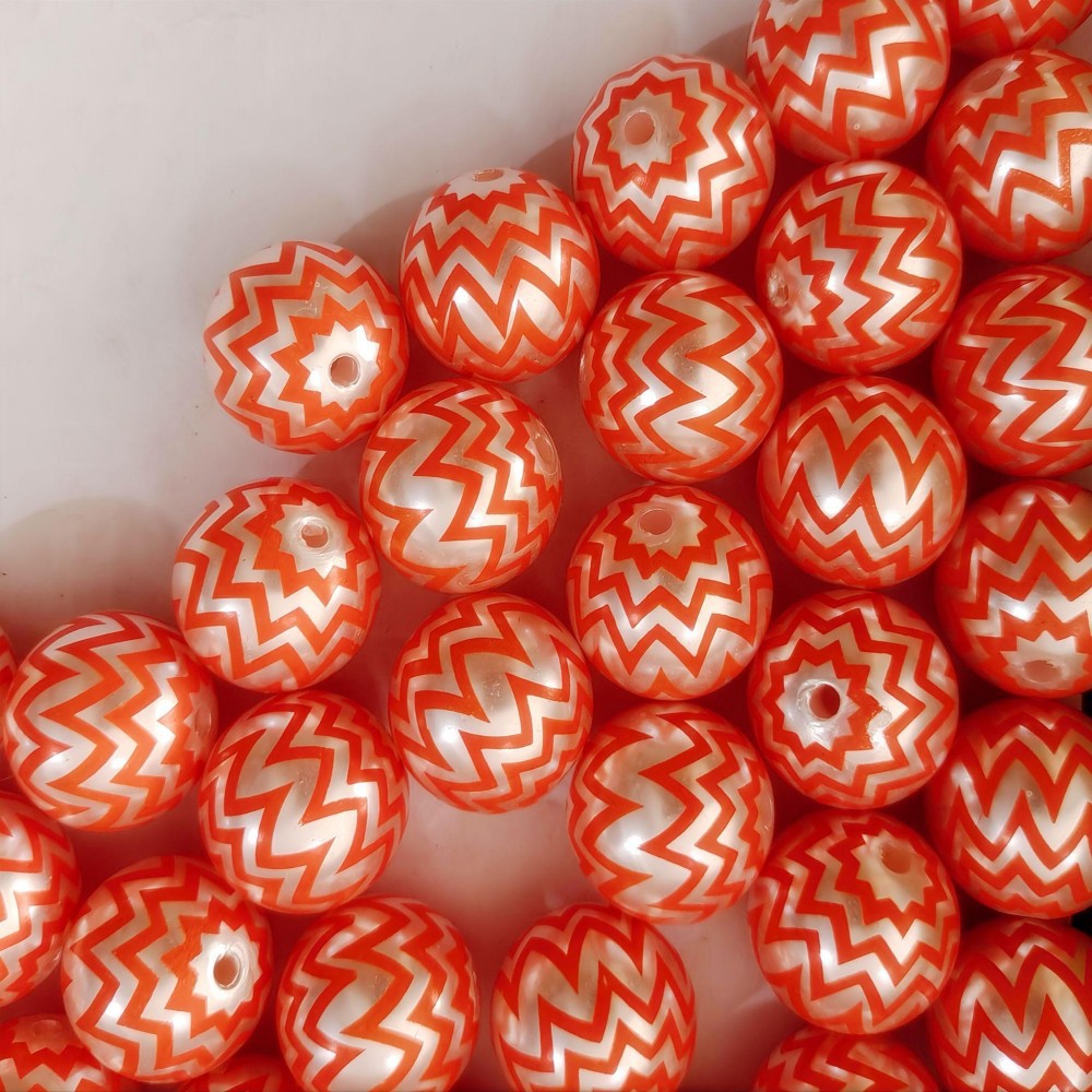 Halloween Style 20mm Chevron Pattern Bubblegum Acrylic Beads 10pcs