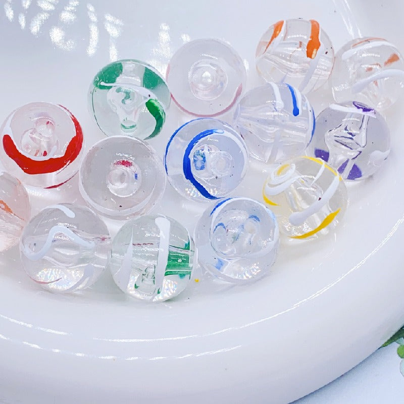 Hand Painted Wind Chimes Acrylic Beads 16mm Transparent Colorful 10pcs 13